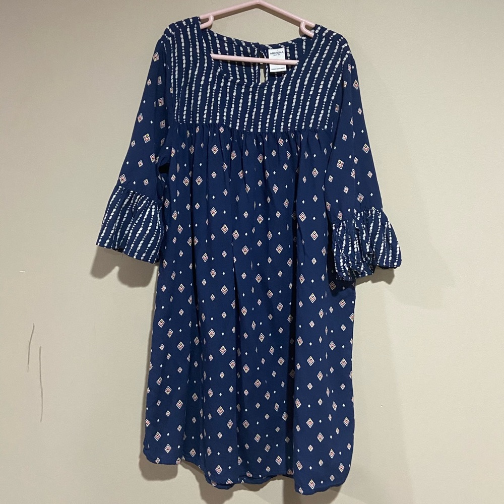 Girls Size 12 Blue and White Dress
